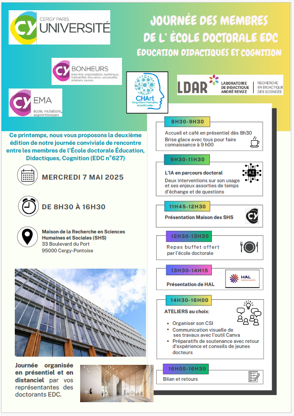 Journée des membres de l’École doctorale Éducation – Didactiques – Cognition (EDC)